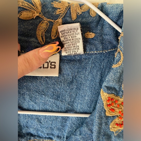 Chicos 90s vintage embroidered beaded denim vest - Picture 4 of 6